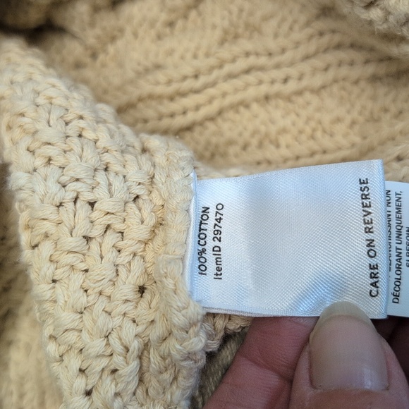 L.L. Bean Signature Fisherman Tunic Cable Knit Sweater Side Zip Cotton Med Cream - Picture 8 of 9